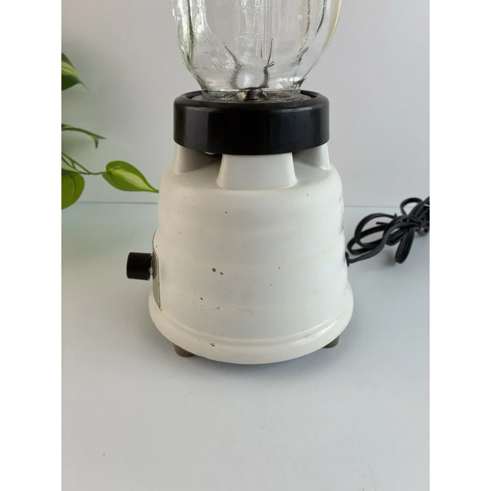 Oster Model 449 Beehive Blender White Glass Pitcher USA Metal Screw Ring Vtg 60s